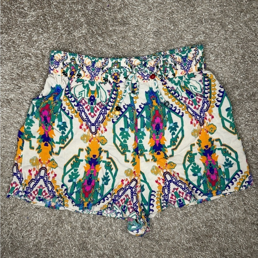 Zara Colorful Patterned Drawstring Shorts - Picture 2 of 6